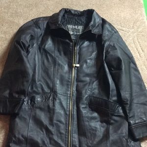 Black Genuine Leather Coat (Size M)
